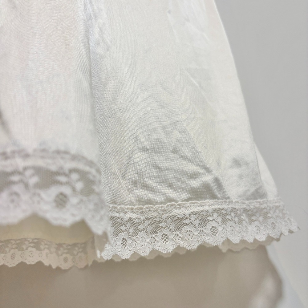 Vintage Coquette Full Slip Lace Trim Antron III Ballet Nylon Bridal Ivory - Picture 7 of 12